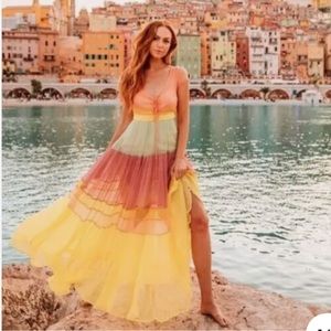 Free People Hocus Pocus Rainbow Maxi Dress XS